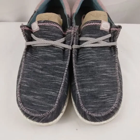 Hey Dude Wendy Funk Jersey Shoes Charcoal Gray & Light Mauve Women's Size 10 - Picture 5 of 12